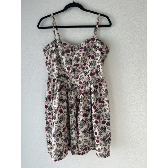 Hell Bunny Dresses & Skirts - Hell Bunny Love Poison Rockabilly Goth Metal Skull Floral Punk Mini Dress Medium